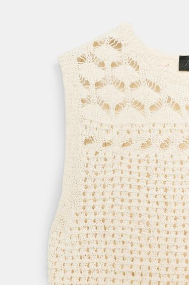 POINTELLE KNIT TOP - Ecru by Zara - Image 8