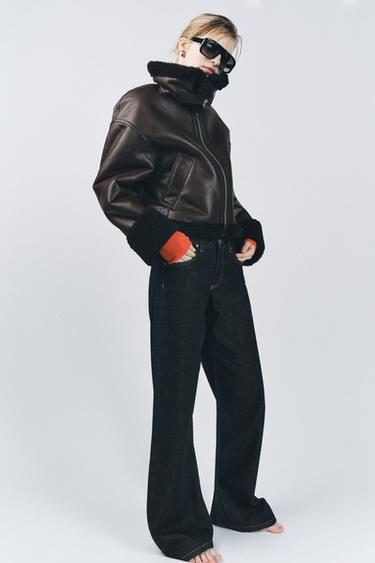 Zara DOUBLE FACED JACKET ZW COLLECTION - Dark burgundy