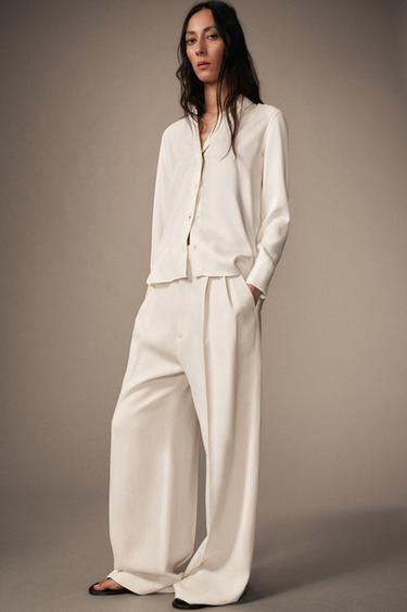 PANTALÓN PINZAS ZW COLLECTION - Crudo de Zara