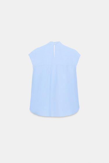 CHEMISE À RAYURES NŒUDS ZW COLLECTION - Blanc / Bleu ciel de Zara - Image 5