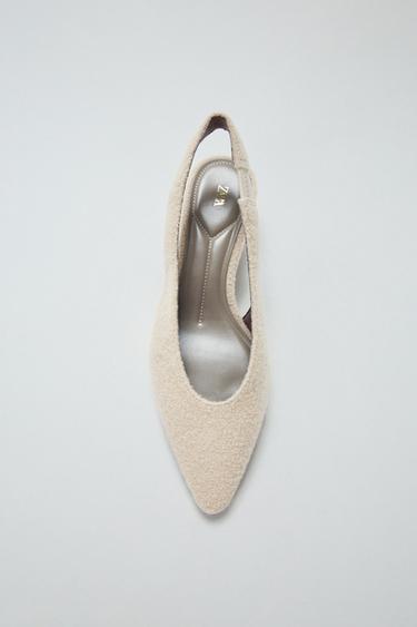 SHEARLING EFFECT SLINGBACK SHOES - Ecru White by Zara