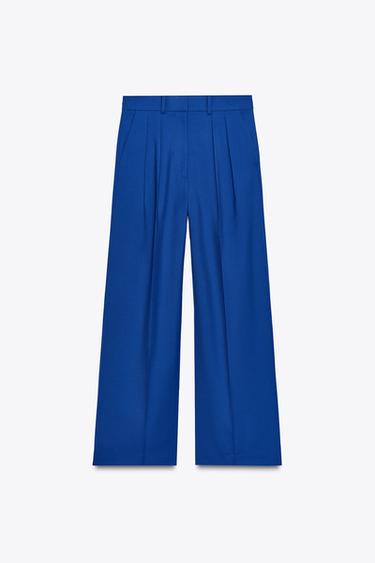 ZW COLLECTION WIDE-LEG DARTED TROUSERS - Blue by Zara