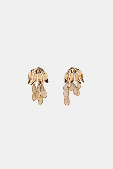 METAL TEARDROP EARRINGS - Golden by Zara