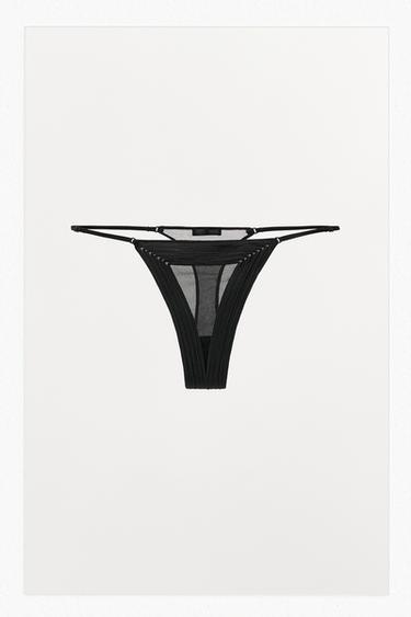 TEXTURED THONG - Black by Zara