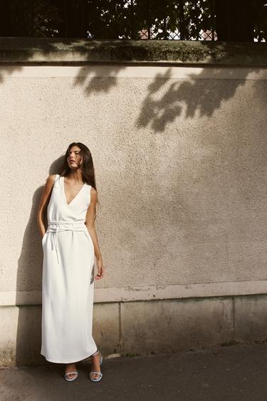 ROBE LONGUE EN CRÊPE - Blanc de Zara - Image 0