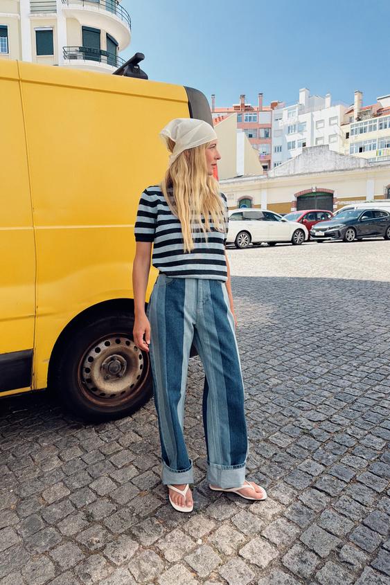 SHORT SLEEVE KNIT TOP - Blue / Navy by Zara - Image 0