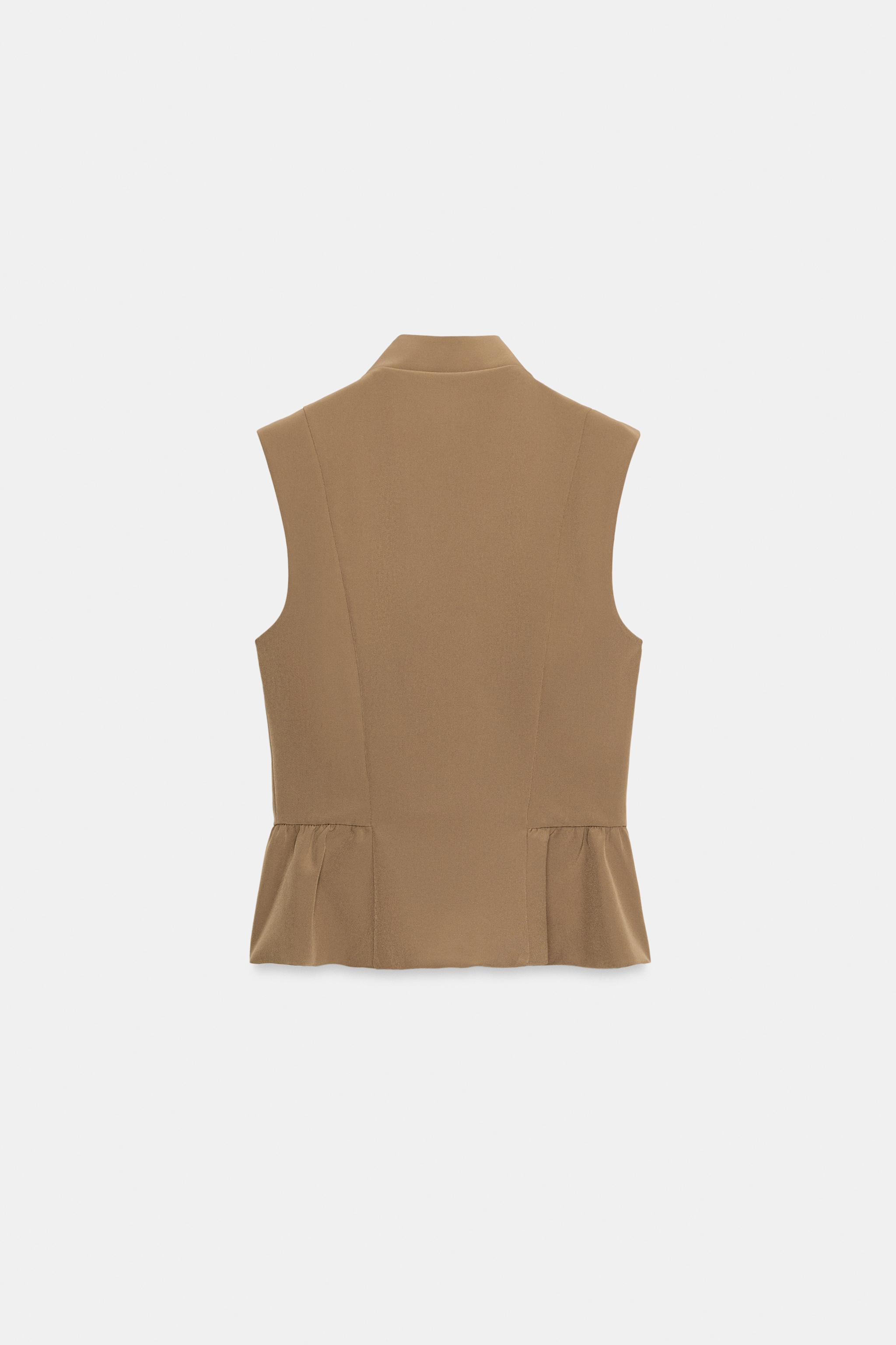 Женские жилеты Zara PEPLUM BUTTON VEST TOP — фото 7
