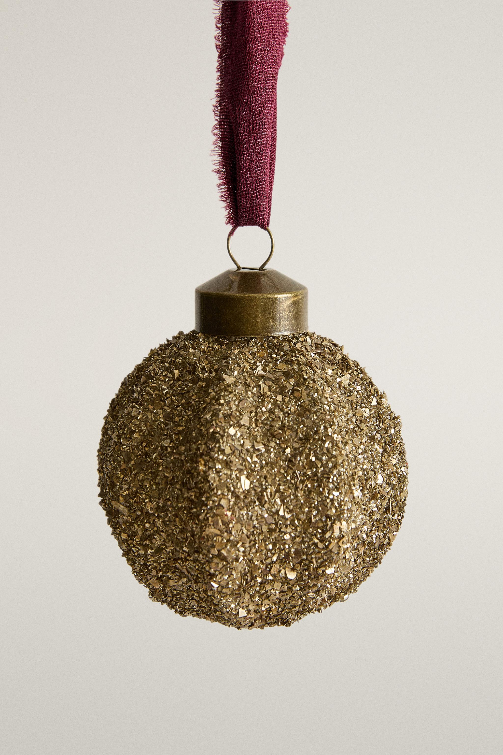 GLITTER BALL CHRISTMAS DECORATION - Golden | ZARA United States