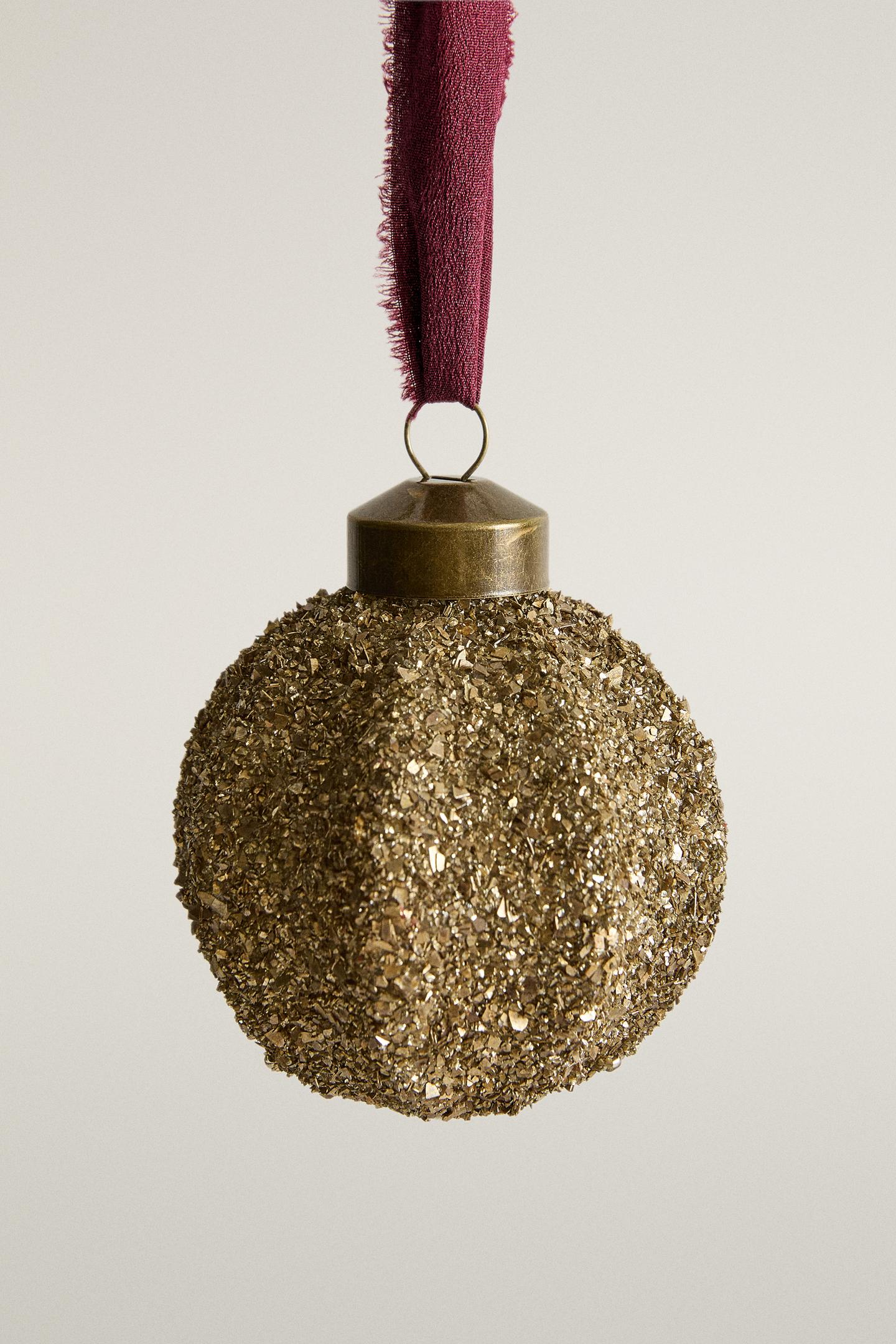 Ёлочные украшения Zara Glitter Ball Christmas Decoration, цвет: Золотой — фото 1