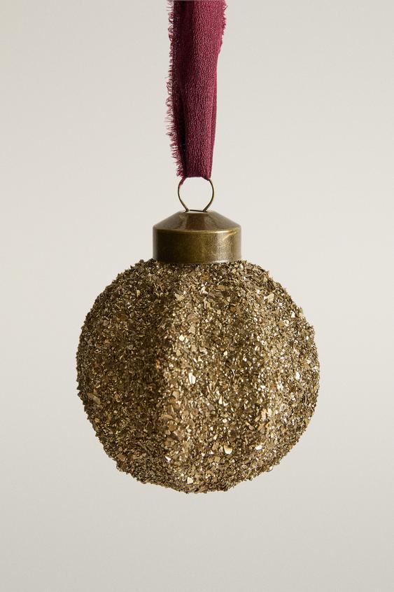 Zara GLITTER BALL CHRISTMAS DECORATION - Golden - Image 0