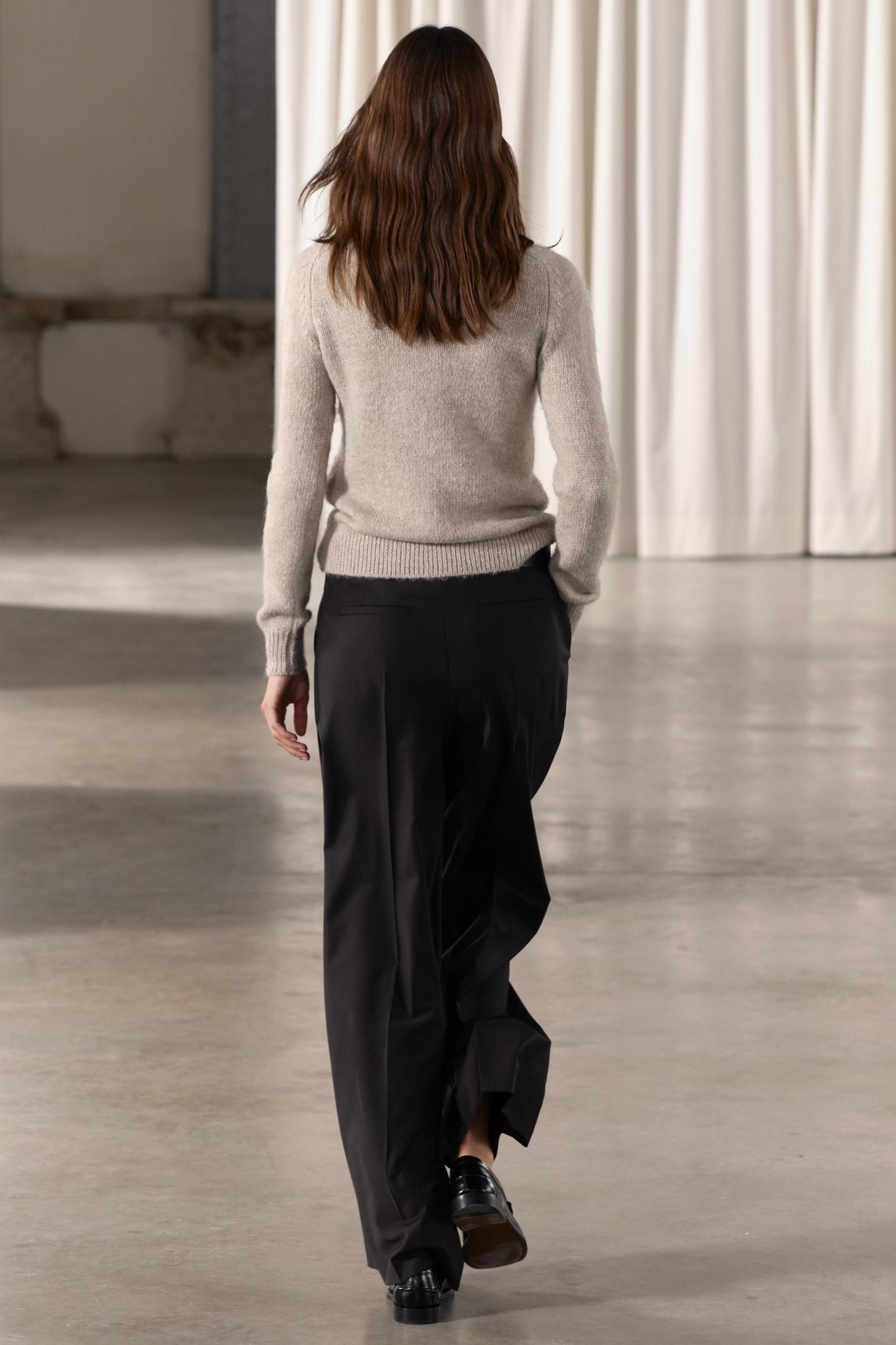 ZW COLLECTION WOOL BLEND MINIMALIST PLEATED PANTS
