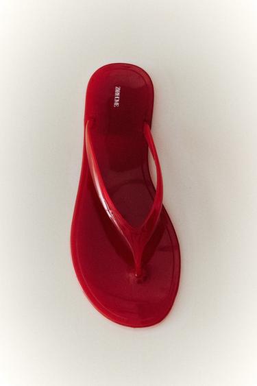 FLAT JELLY SANDALS - Red by Zara - Image 5