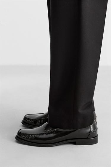 LEATHER PENNY STRAP LOAFERS - Black by Zara - Image 0