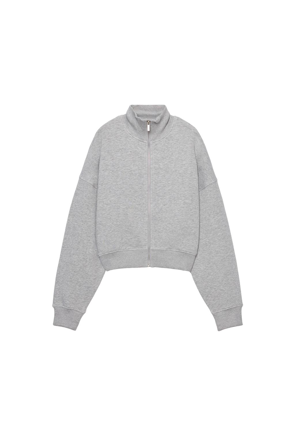 Zip-Up Sweatshirt - Grey Marl by Zara