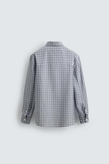 CHEMISE RELAXED FIT À CARREAUX - Bleu ciel de Zara - Image 7