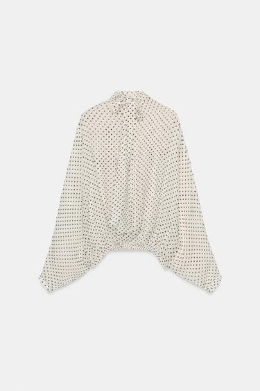 ZW COLLECTION POLKA DOT BLOUSE - Black / White by Zara - Image 7