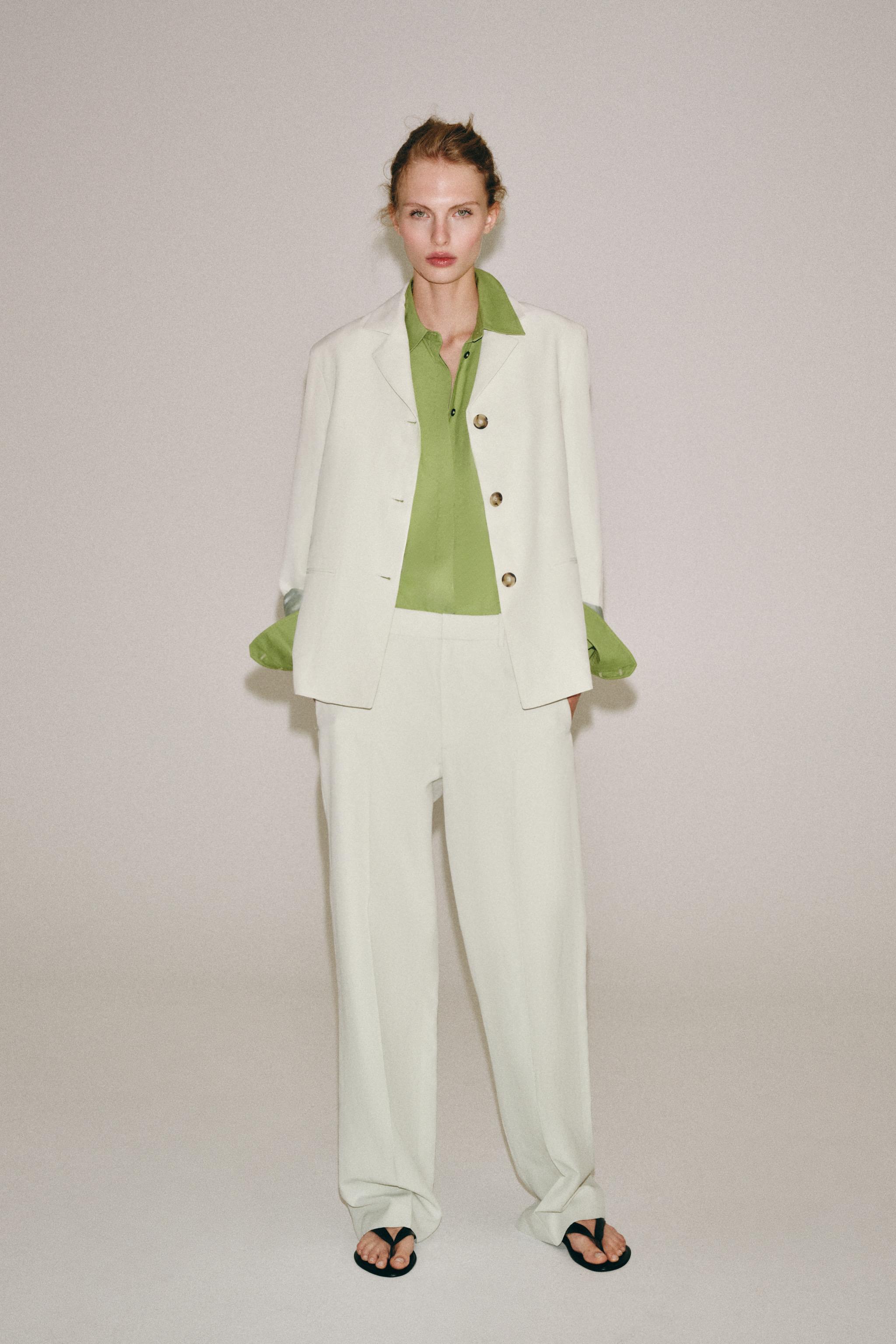 Женские брюки Zara ZW COLLECTION LINEN BLEND PANTS