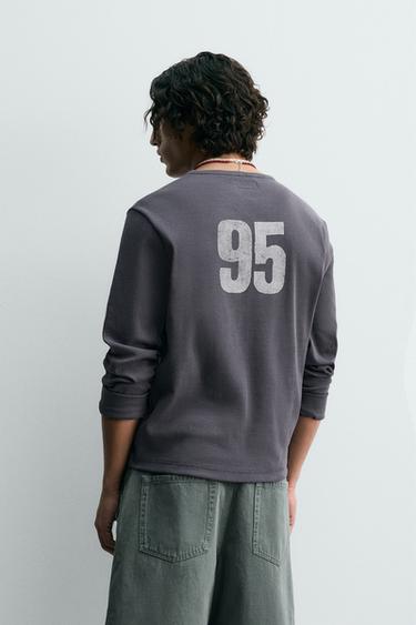 WASHED PRINT RIBBED T-SHIRT - Navy blue by Zara - Image 2