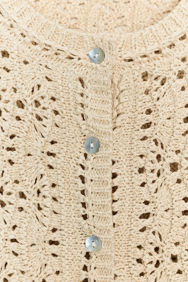 GILET EN MAILLE OUVERTE - Beige de Zara - Image 6