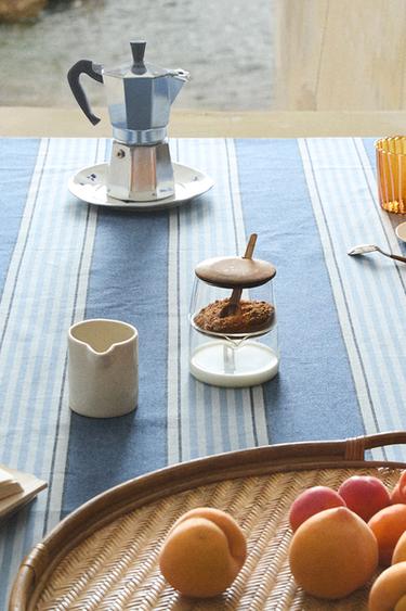 Zara DYED THREAD STRIPED TABLECLOTH - 藍色