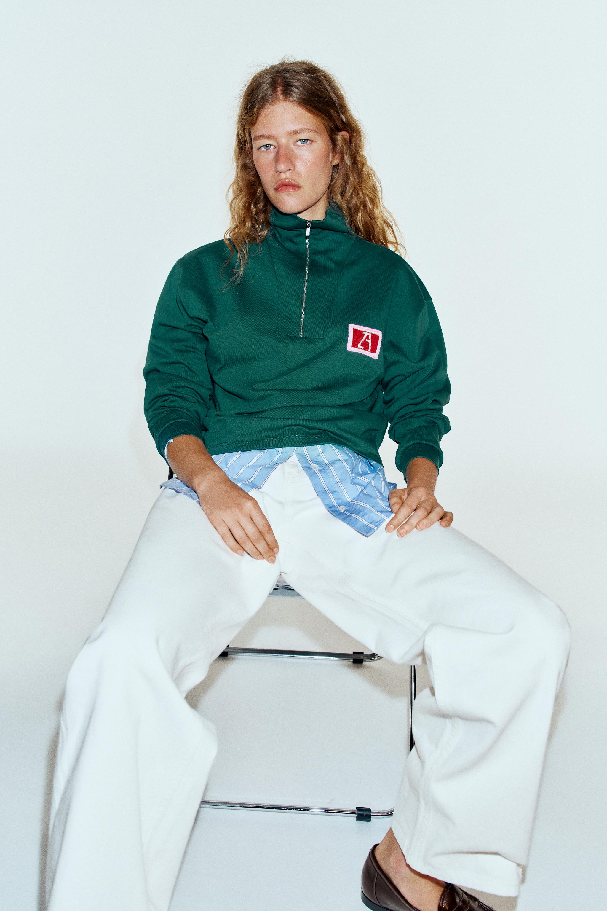 Embroidered Zip-Up T-Shirt by Zara