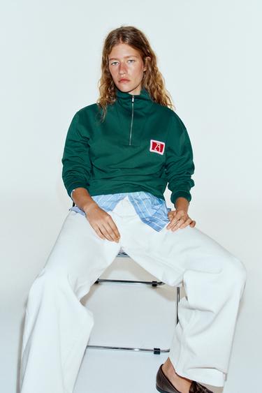EMBROIDERED ZIP-UP T-SHIRT — LAGOON 1