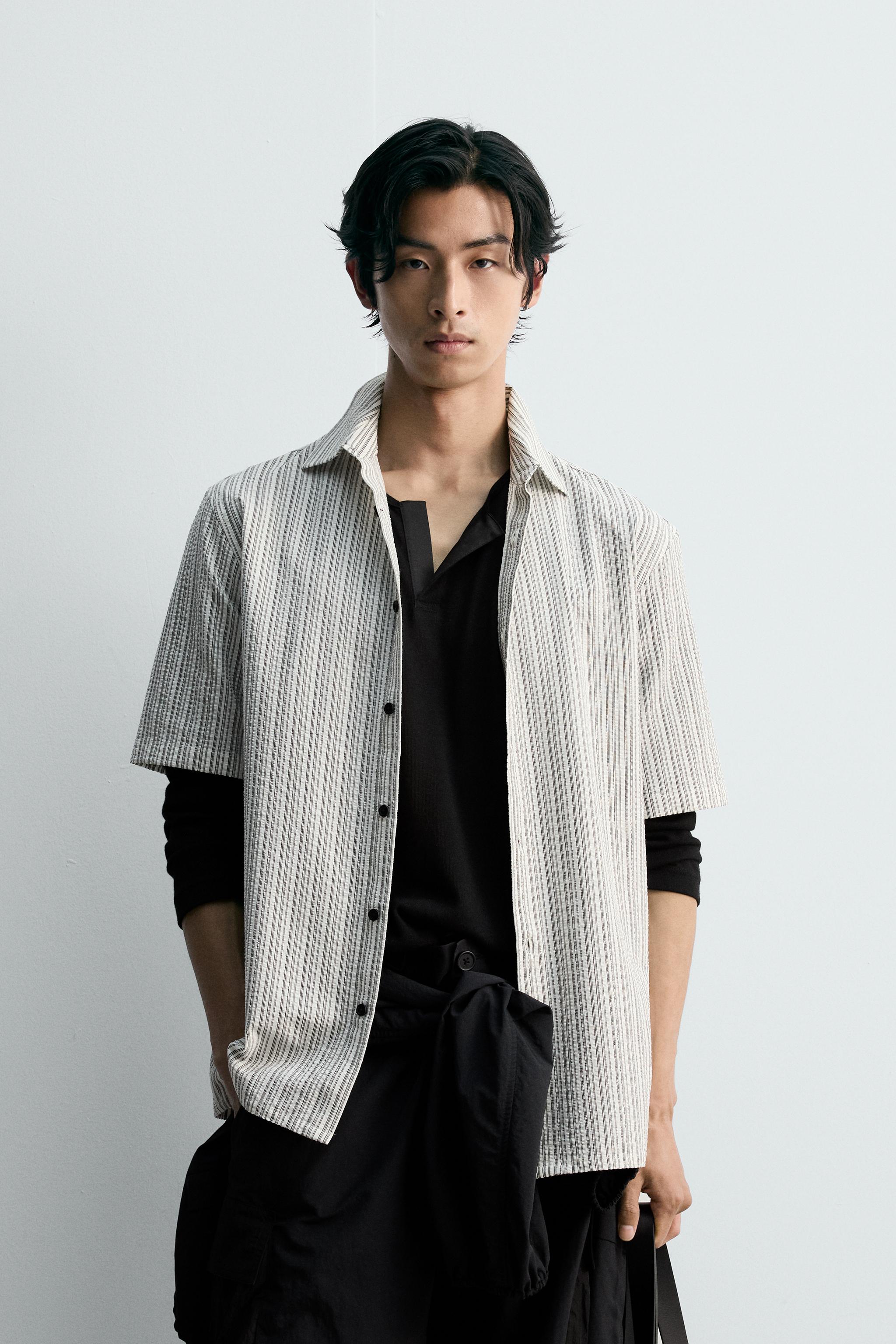 【完売品】ZARA　バーティカルキルト加工シャツジャケット　L-XL 完売品】ZARAバーティカルキルト加工シャツジャケットL-XL