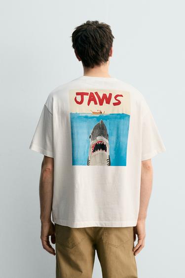 Zara JAWS© UCS LLC AND AMBLIN X DYLAN´S T-SHIRT CLUB X ZARA ILLUSTRATED T-SHIRT - white