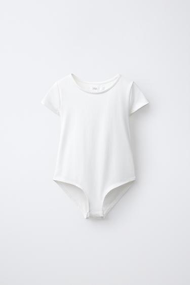 BODY EN POLYAMIDE À MANCHES COURTES - Blanc de Zara