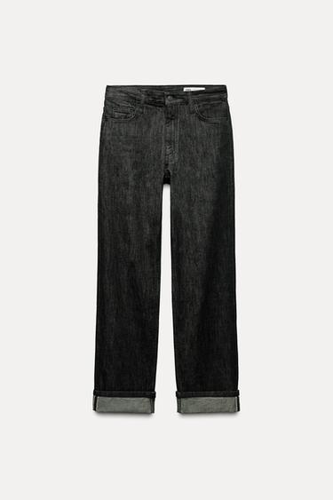 ZW COLLECTION STRAIGHT SELVEDGE MID-WAIST JEANS - Grey by Zara