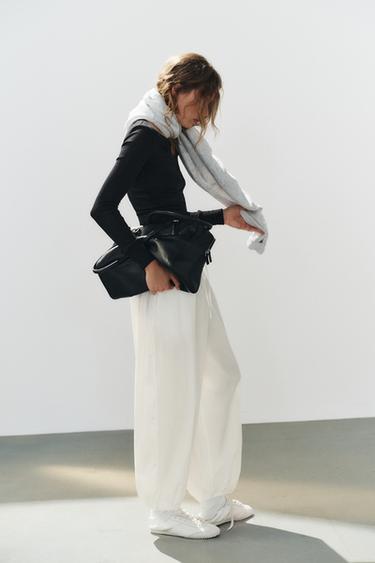 PANTALON TISSU TECHNIQUE ÉLASTIQUES - Blanc de Zara - Image 3