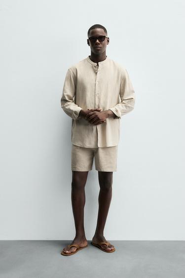 Zara LINEN - COTTON SHIRT - Light beige - Image 0