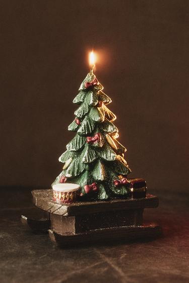 CHRISTMAS SLEIGH AND TREE CANDLE - Green by Zara - Image 4