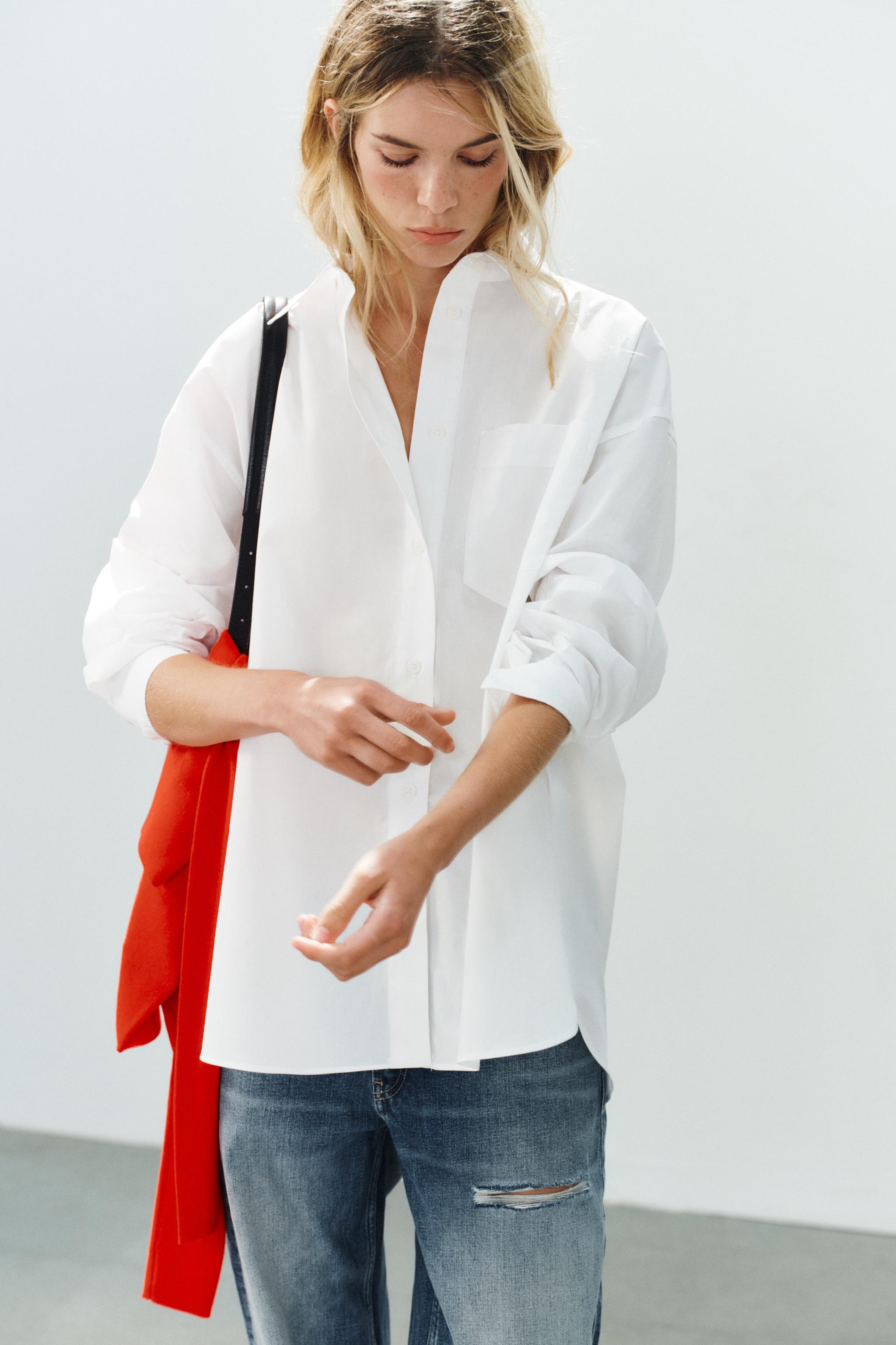 Zara CEPLİ OVERSIZE GÖMLEK görsel 3
