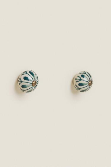 LOT BOUTONS DE PORTE CÉRAMIQUE FLEUR (LOT DE 2) - Vert de Zara - Image 1