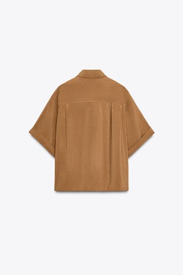 SHORT SLEEVE FLOWING SHIRT - Caramel by Zara - Image 6