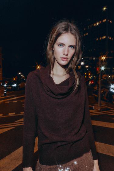 PLAIN KNIT BANDEAU JUMPER - Burgundy by Zara