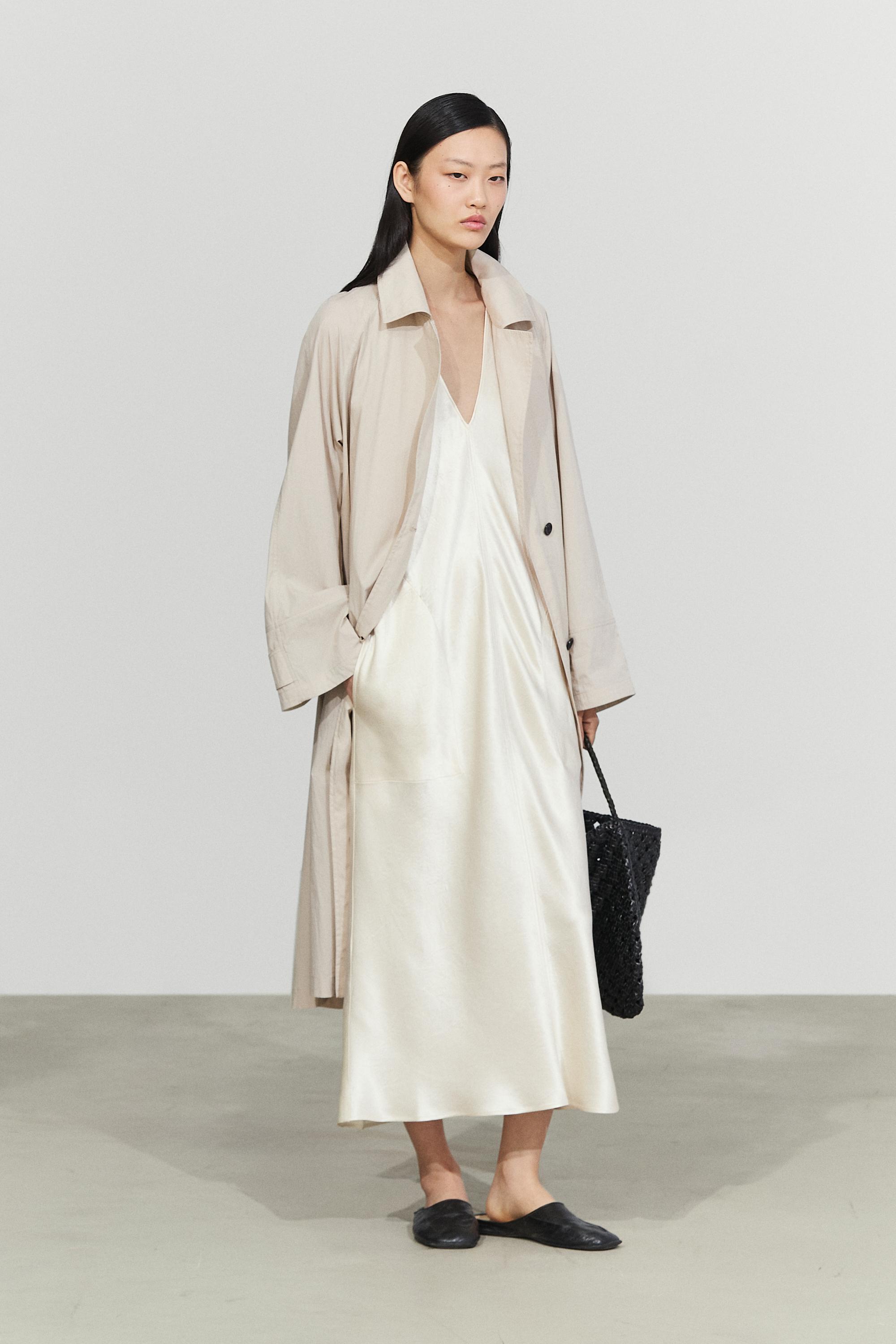 Satin midi slip dress