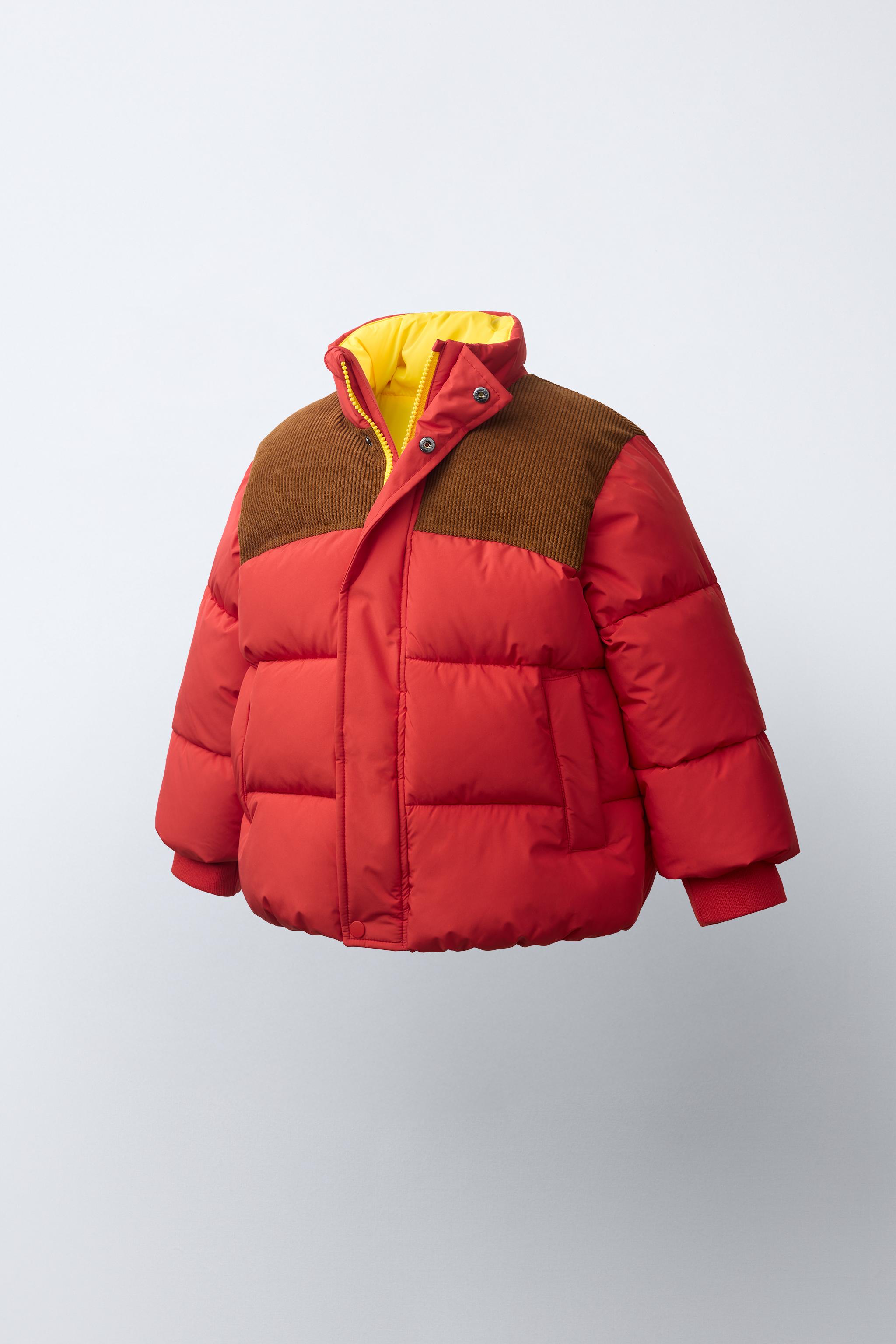 撥水加工入りスエードコンビパフコート - レッド | ZARA Japan / 日本
