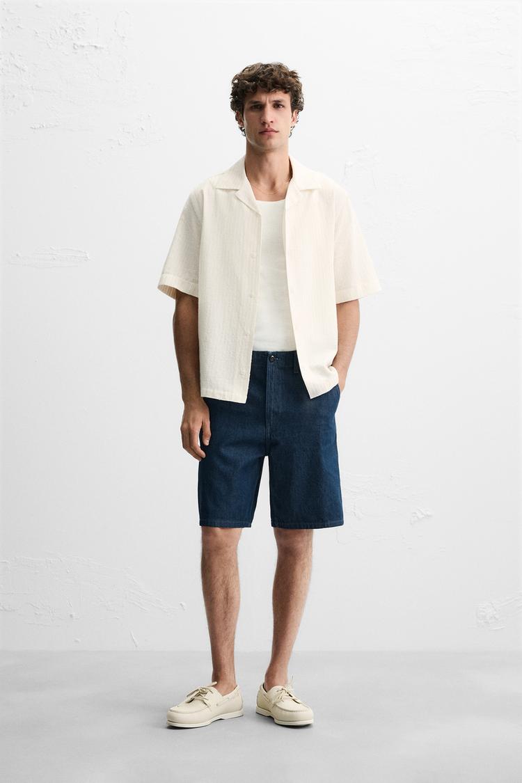 BLUE AND CREAM STRIPED RELAXED FIT SHIRT , CHILD