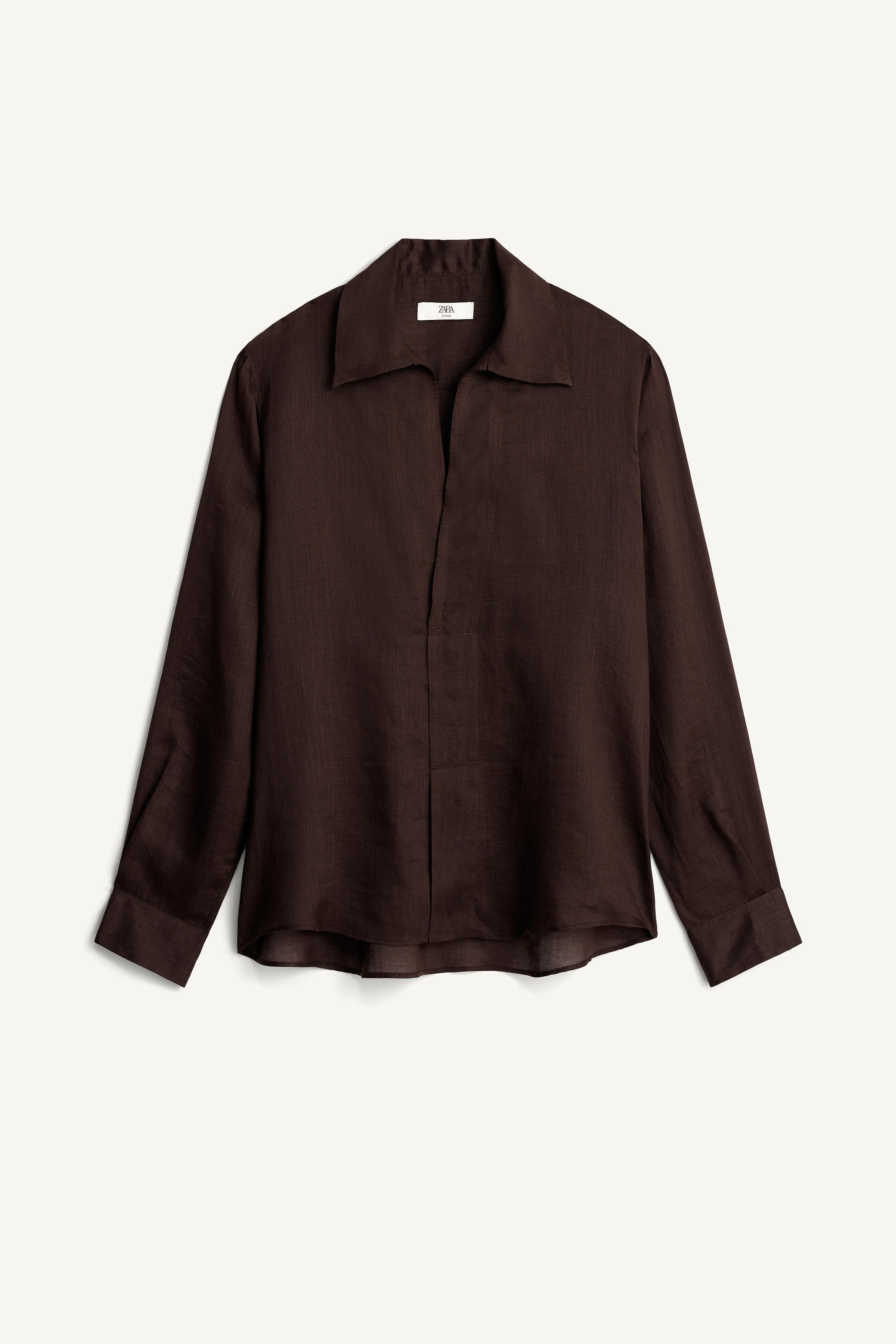 RAMIE - LYOCELL RELAXED FIT POLO SHIRT - Brown | ZARA United States