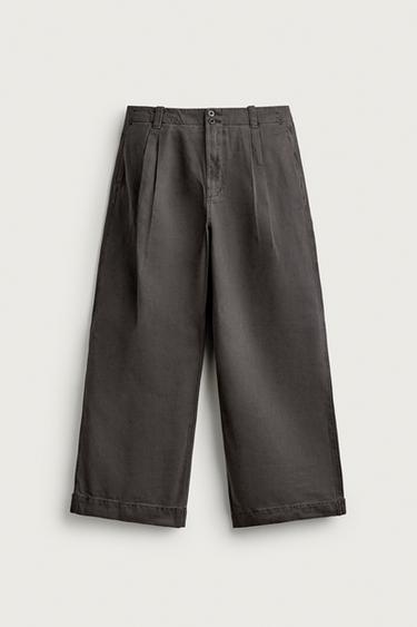 WIDE-FIT CHINO PANTS — Brown 1