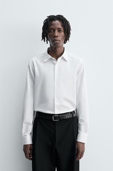 Zara REGULAR FIT TEXTURED SHIRT - White