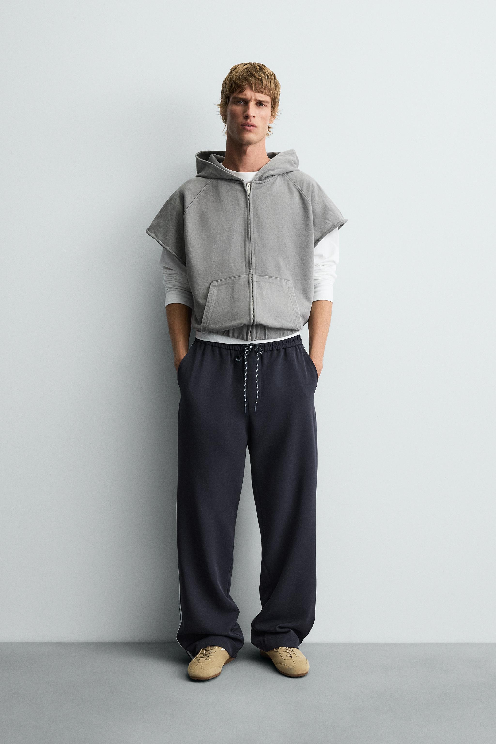 WIDE FIT JOGGER PANTS WITH SIDE STRIPES - Blue | ZARA United
