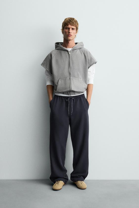 WIDE FIT JOGGER PANTS WITH SIDE STRIPES