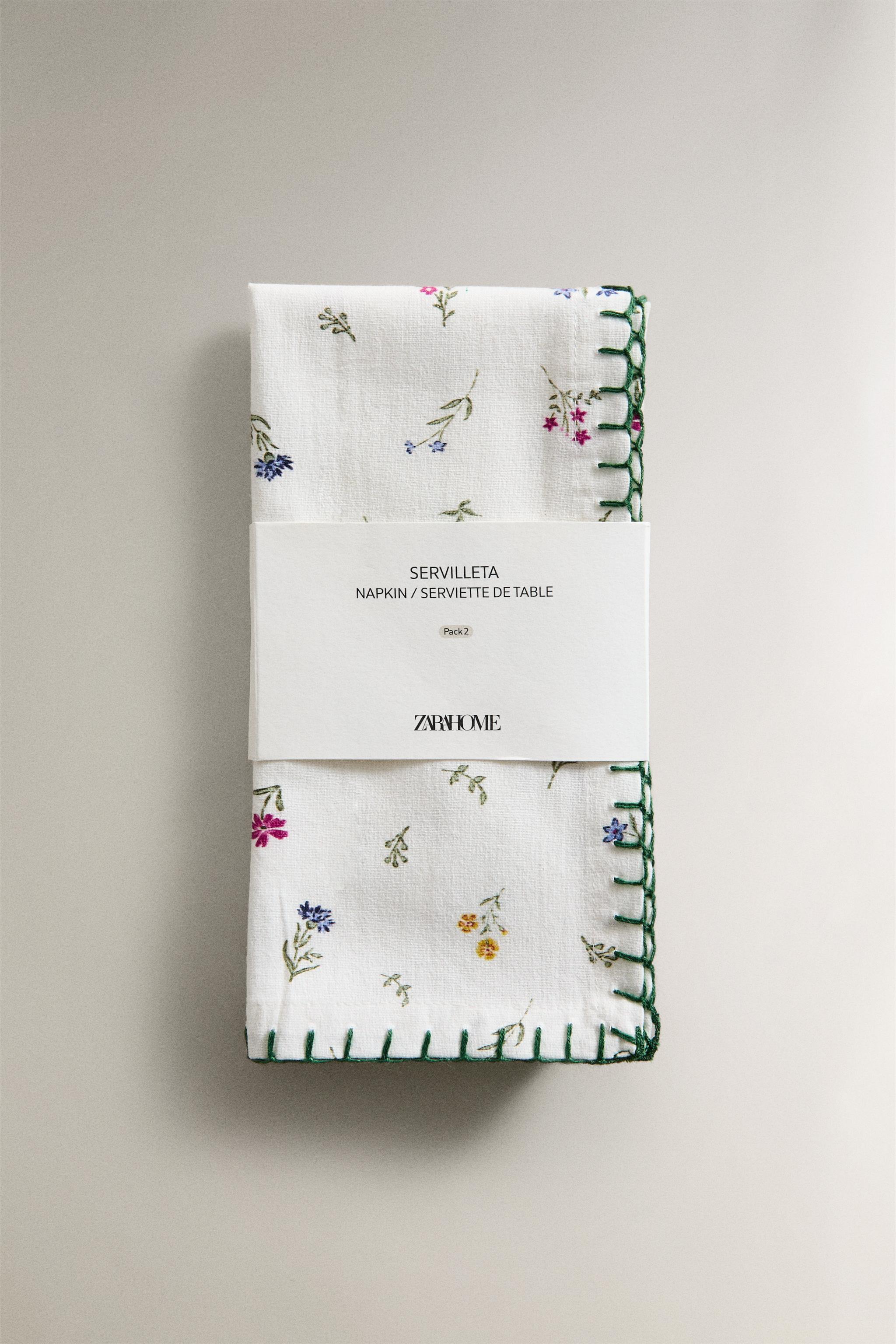 LOT SERVIETTES DE TABLE IMPRIMÉ FLORAL (LOT DE 2)