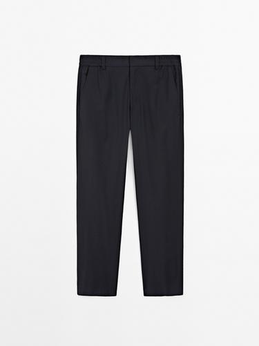 Pantalón jogger fit mezcla lana - Marino de Zara