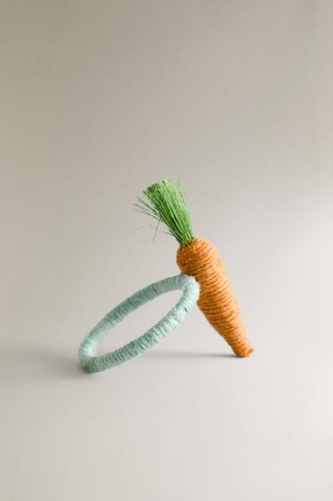 PACK OF JUTE CARROT NAPKIN RINGS (PACK OF 4) - Orange by Zara - Image 1