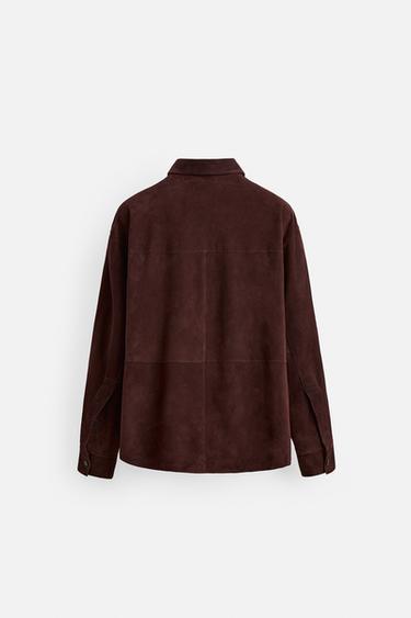 SUEDE LEATHER OVERSHIRT - LIMITED EDITION - Brown by Zara - Image 9