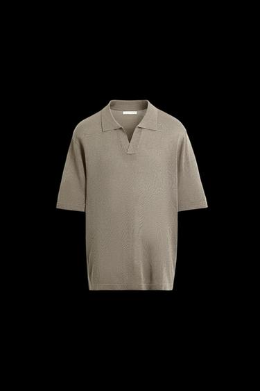 VISCOSE KNIT POLO SHIRT - Brown / Taupe by Zara - Image 0